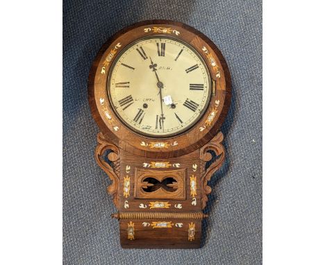 A William IV Rosewood and mother of pearl inlay 8-day drop dial clockLocation: 