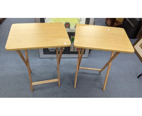 A pair of modern light veneered folding occasional tables, 66cm h x 48.5cm wLocation:RAB 