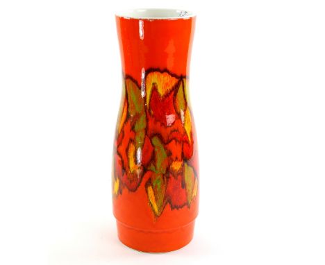  Large Poole Pottery Delphis pattern vase, shape 85, decorated with an abstract design on orange ground, 41cm.  