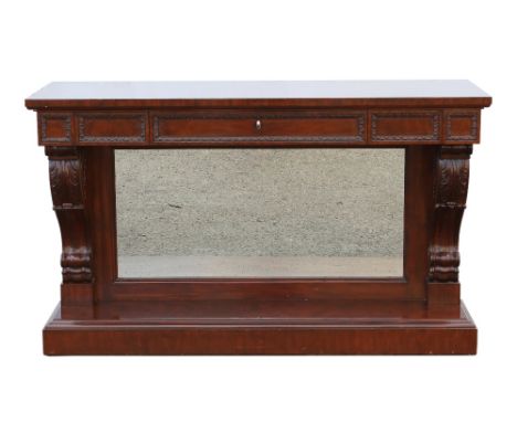 Ralph Lauren console table on carved supports, with mirror back, 153 cms.  