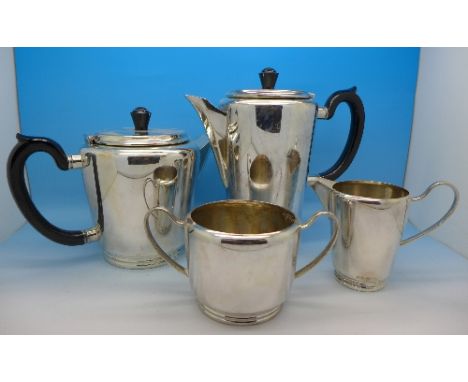 A four piece plated tea service, marked 38009, Cardinal Plate, Elkington & Co. Ltd.