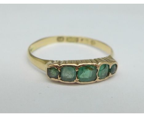 A 15ct gold and emerald ring, 1.7g, R