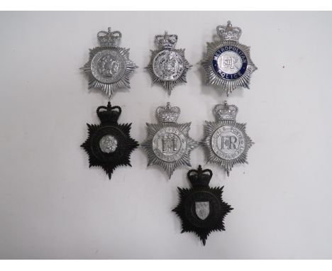 Seven Various Police Helmet Platesconsisting QC blackened and chrome West Riding Constabulary ... QC blackened and chrome Der
