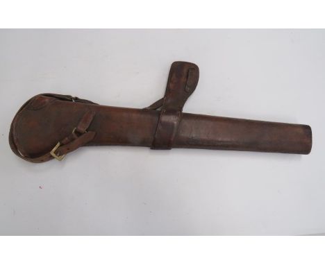 WW1/WW2 SMLE Rifle Saddle Bucketmid brown leather, 32 1/2 inch bucket.  Top minor swelling to accommodate the rifle bolt hand