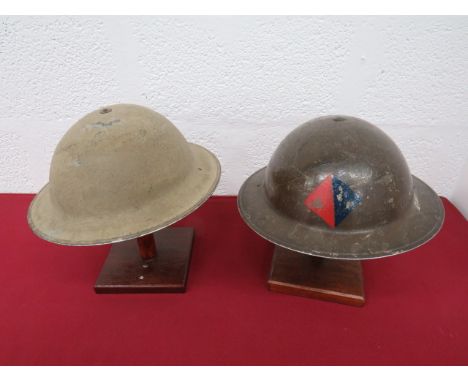 Royal Artillery Divisional Marked MKII Steel Helmetkhaki painted crown.  The front with red and blue diamond (possibly post w