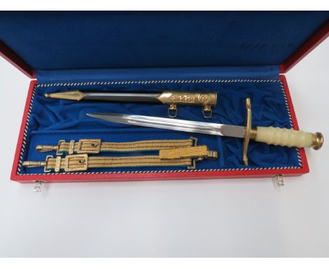East German Air Force Officer’s Dagger10 inch, polished, double edged blade.  Double narrow fullers.  Brass S shape crossguar