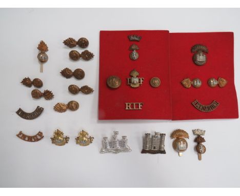 Good Selection of Irish Cap Badges, Collars and Titlescap badges include bi-metal Royal Irish Fus (two piece) .. Bi-metal Roy