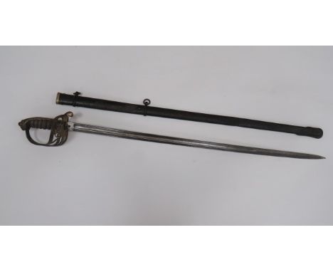 1822 Pattern Infantry Officer’s Sword32 inch, single edged blade with wide fuller.  Traces of etched Victorian crowned VR cyp