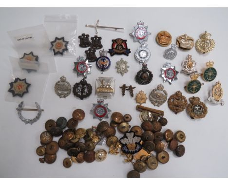 Selection of Various Badgesincluding 6 x bullion embroidery Irish Guards stars ... KC white metal Royal Tank Reg ... KC brass
