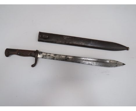 WW1 Imperial German G98 Sawback Removed Butcher Bayonet14 1/2 inch, single edged blade widening towards the point.  Rear sawb