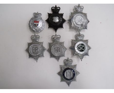 Seven Various Police Helmet Platesconsisting QC chrome and enamel Suffolk Constabulary ... QC chrome and enamel Staffordshire