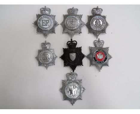 Seven Various Police Helmet Platesconsisting QC chrome Cleveland Constabulary ... QC chrome Northumbria Police ... QC chrome 