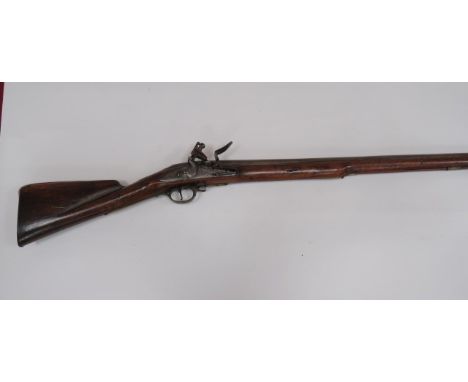 Rare Short Land Flintlock Musket of The Blues of York Regiment c 1745.75 cal, 42 3/4 inch, smoothbore barrel. The top engrave