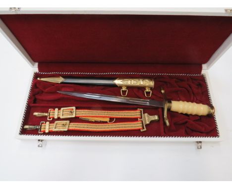 East German Army Officer’s Officer’s Presentation Dagger9 3/4 inch, polished double edged blade.  One side with full double f