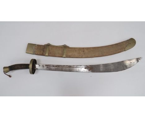 Late 19th Century Boxer Rebellion Chinese Executioner’s Sword31 1/2 inch, single edged, slightly curved blade widening toward