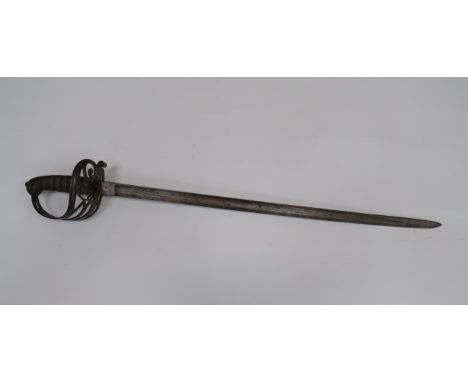 Victorian Light Infantry Officer’s Sword27 inch, single edged blade. Point resharpened. Large fuller. Steel guard with Victor