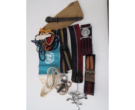 Selection of Various Belts and Equipmentincluding post war 3rd pattern Commando knife.  The blade engraved “V Commando Hunter