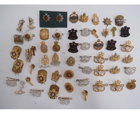 Selection of Post 1953 Officer Collar Badgesincluding QC silvered and gilt Staffords ... QC silvered, gilt and enamel Royal C