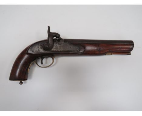 1842 Pattern British Cavalry Pattern Pistol10 bore, 9 1/2 inch smoothbore barrel.  Breech with proof stamps.  1842 pattern lo