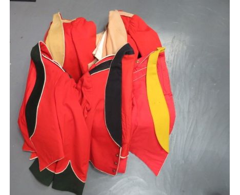 Quantity of Various Mess Dress Uniformsconsisting Cheshire Regiment scarlet mess jacket.  Buff turn back collar, cuffs and sh