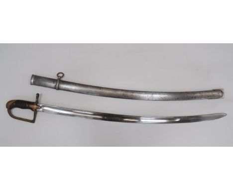 Polish M1934 Cavalry Sword32 3/4 inch, single edged, slightly curved blade with large fuller and narrow rear fuller. Forte st