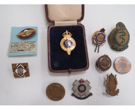 Small Selection of Various Badges Including Lapelconsisting Polish enamel School badge set upon a brass swastika and central 