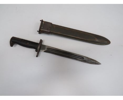 American M1 Garand Bayonet9 3/4 inch, single edged blade with combat sharpened back edge.  Narrow fuller.  Forte stamped with