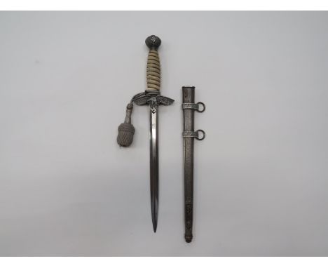 Third Reich 2nd Pattern Luftwaffe Officer’s Dagger10 inch, double edged blade (tip damaged).  Aluminium crossguard and langet