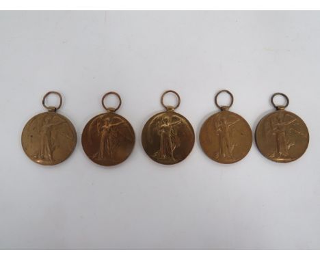 Five Various WW1 Victory MedalsWW1 Victory medals named to “4610 Pte B H Roberts L’pool R” ... “12275 Pte J Salmon L’pool R” 