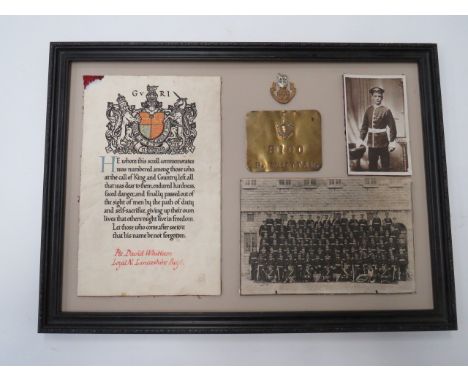 WW1 Loyal North Lancashire Regiment Casualty Scroll and Photosconsisting Casualty scroll named to “Pte David Whittam.  Loyal 