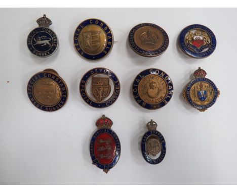Good Selection of Special Constable Lapel Badgesconsisting KC gilt and enamel County Borough of Southend on Sea Police Reserv