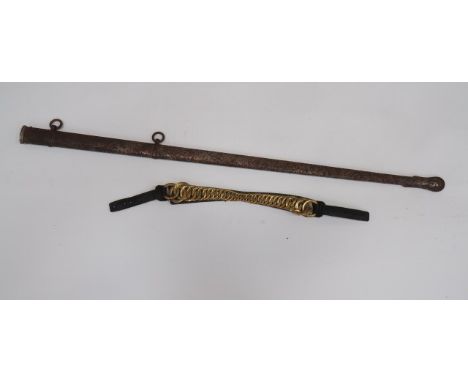 1897 Pattern Infantry Officer’s Scabbard and Guards Chin Chainsteel scabbard with two loose hanging rings. Minor surface rust