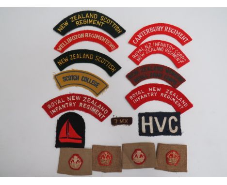 Small Selection of New Zealand Shoulder Titlesembroidery examples including Wellington Regiment (CWO) ... New Zealand Scottis