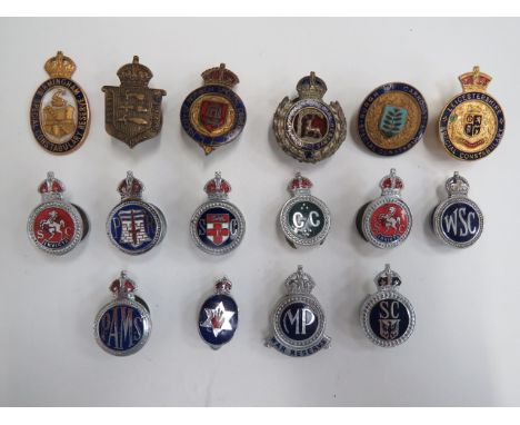 Selection of Special Constabulary Lapel Badgesincluding KC brass Essex Special Constable ... KC gilt and enamel Leicestershir