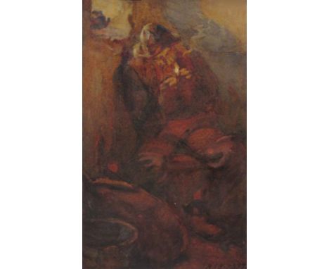 Henry Silkstone Hopwood (Staithes Group 1860-1914): "Lighting Up", watercolour initialled and dated 1899 25cm x 15cm
Provenan
