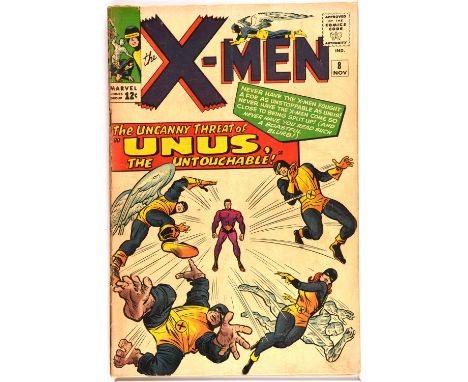 The X-Men No. 8  1st appearance of Unus the Untouchable (Marvel Comics, 1964).Mastermind appearance. Key early X-Men issue.Th