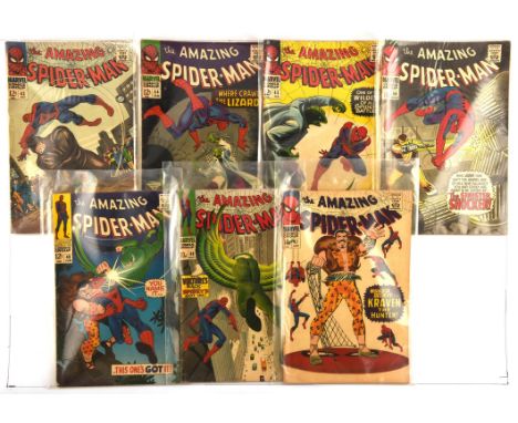The Amazing Spiderman: a group of 7 early Silver-age issues featuring 1st appearances, classic covers and notable issues (Mar