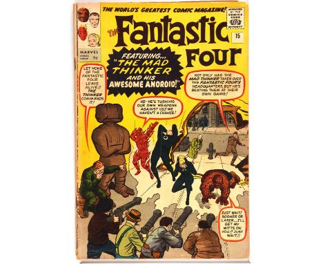 Fantastic Four No. 15 featuring 1st appearance of the Mad Thinker (Marvel Comics 1963).This lot features:Fantastic Four (1st 