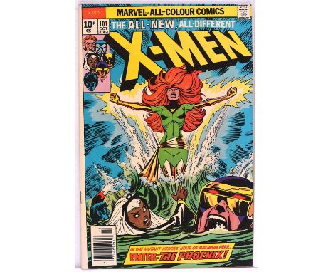 X-Men No. 101 featuring the 1stappearance and origin of Phoenix (Marvel Comics, 1976).Key Marvel and X-Men 1stissue featuring