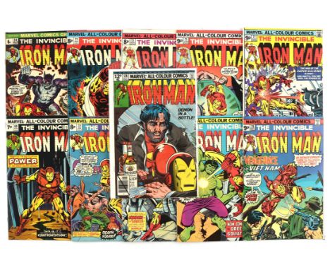 The Invincible Iron Man: a group of 43 Bronze-Age issues featuring classic covers and key issues (Marvel Comics, 1972 onwards