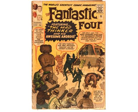 Fantastic Four No. 15 featuring 1st appearance of the Mad Thinker (Marvel Comics 1963).This lot features:Fantastic Four (1st 