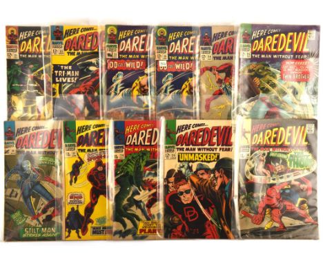 Daredevil: a group of 11 early Silver-age issues featuring key issues and 1st appearances (Marvel Comics, 1967).This lot feat