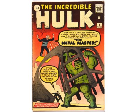 The Incredible Hulk No. 6 featuring 1st appearance of Teen Brigade and Metal Master (Marvel Comics, 1963).Key early Incredibl