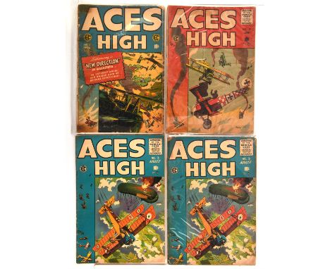 Aces High Nos. 1, 2, 3, 4, 5  a group of 5 classic Golden-Age EC war comics featuring cover art by Harvey Kurtzman (EC Comics