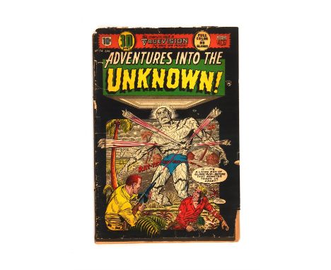 Adventures into The Unknown No. 54 Golden-Age horror with 3D effect stories with cover art by Harry Lazarus (ACG Comics, 1954