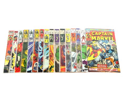 Captain Marvel: a group of 43 issues from the 1st Captain Marvel series featuring 1st appearances, classic covers and notable