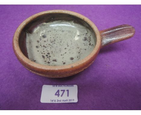 A St Ives pottery wine taster by Bernard Leach having mottled glaze and with seal mark.NO VISIBLE FAULTS OR REPAIRS