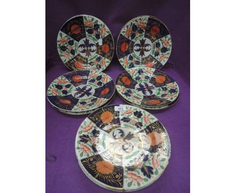 Ten 19th century ceramic plates in the Imari palette