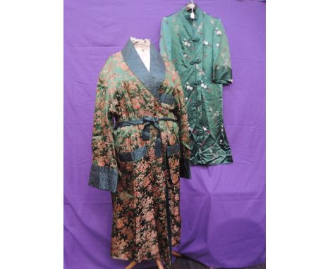 Two vintage oriental style green robes/dressing gowns. Great condition. One around 1940s the other 1950s.