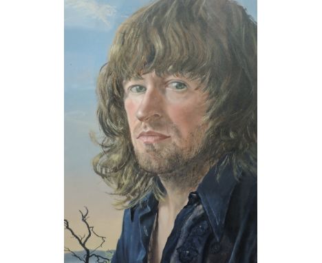 An oil painting, Tom Dearden, self portrait, attributed verso, 16in x 11in and a booklet, Dearden in Retrospect, signed 1992